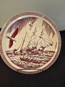 Rockwell Kent Moby Dick Dinner Plate – Vernon Kilns – 9.5" Brown – Vintage 1940 - Picture 1 of 6