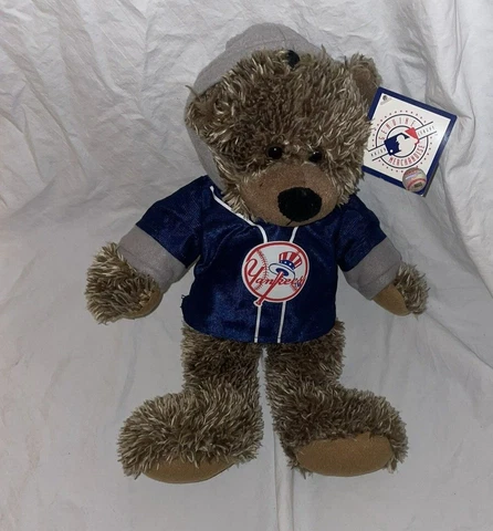 New York Yankees MLB Stuffed Brown Bear Plush in Hoodie New 14" Licensed Cover