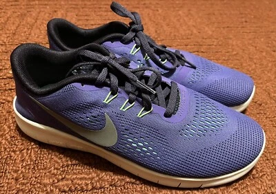Nike Kid's Free RN Purple Silver White Sz 7y 833993-501 Running Shoes - Image 1 of 4