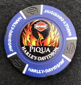 Piqua, Ohio Harley Davidson Poker Chip / Blau & Schwarz - Bild 1 von 2
