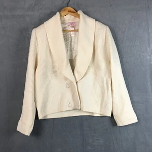 Vintage Chacok Lambswool & Acrylic Ivory Knit Cardigan Made in France Size T 2 - Picture 1 of 19