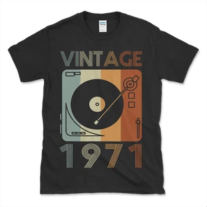 New Limited Vintage 1971 Retro Record Player Birthday Premium Tee T-Shirt - Picture 1 of 3