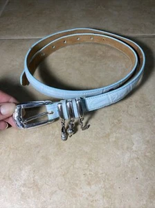 Women’s Brighton Belt L/34 B30236 Blue Leather Silver/Enamel Charms Buckle Golf - Picture 1 of 3