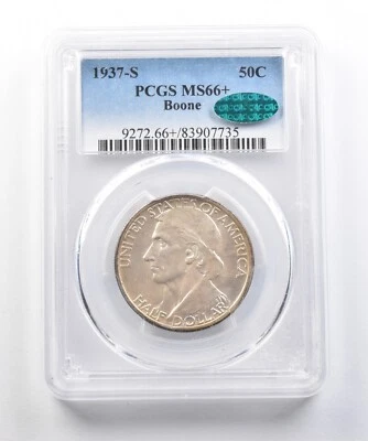 1937-S Boone Commemorative Half Dollar MS66+ PCGS CAC *5040 - Image 1 of 3