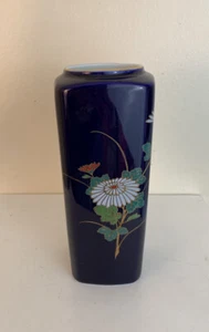Fukagawa quadratische Vase kobaltblau floral gold 7,5" handbemaltes Porzellan - Bild 1 von 7