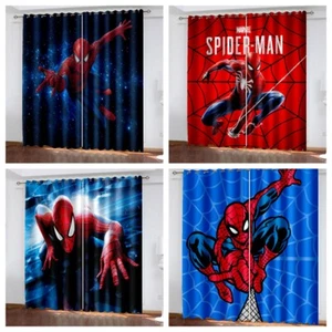 Jungen 3D Spiderman Blickdicht Vorhänge mit Ösen Kinder Schlafzimmer Vorhang 2er - Bild 1 von 16