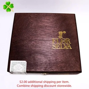 Caja de cigarros de madera vacía Flor de Selva Doble Corona 8,75" x 8,5" x 2" - Imagen 1 de 9