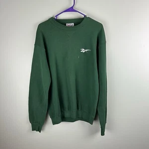 VTG Reebok Sweatshirt Mens Large Green Pullover Crew Neck 90s Lightweight Marks - Picture 1 of 8