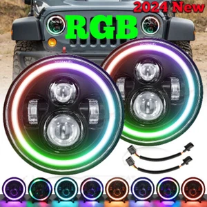 FOR 1967-1972 Chevy C10 Pair 7 inch RGB Headlights Round DOT Approved Hi/Lo Lamp - Bild 1 von 24