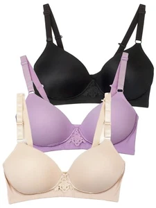 Barbra 3 Pack Women's D, DD cup Better Fabric Wirefree Bras with J-Hook - Picture 1 of 8