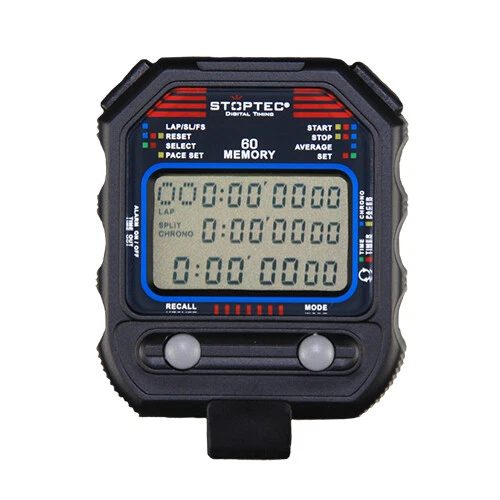 STOPTEC Stoppuhr PC-90 (60 Memory) | Digital | Alarm | Dual-Timer | Uhrzeit