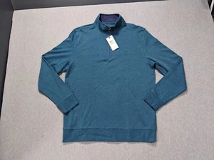 Neu mit Etikett Izod Salzwasser 1/4-Reißverschluss Pullover Sweatshirt Kragen mittelblau Langarm - Bild 1 von 12
