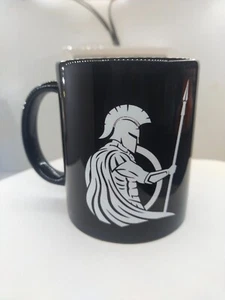 Spartan Warrior Realistic Grasslands Battle Black Ceramic Coffee Drink Mug - Picture 1 of 6