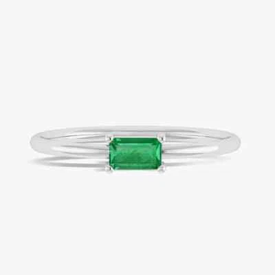 Anillo minimalista para mujer de platino 950 esmeralda verde simulado corte esmeralda de 0,29 quilates Foto 1 de 4
