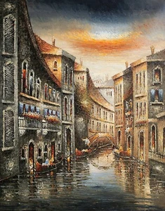 Venice -Antique style, 48x36, 100% Hand painted Oil Painting on Canvas - Picture 1 of 6