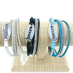 "BLESSED" MAGNETIC CLASP WRAP BRACELET - Style 2, Blessed, Available in 3 Colors - Bild 1 von 9