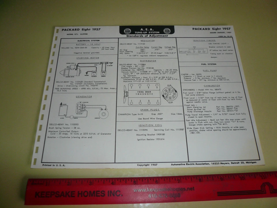 Packard Eight 1957 modelo 57L Clipper A E A sistema de puesta a punto vintage PA-80 Foto 1 de 1