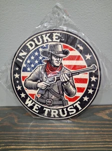 Letrero de metal redondo de 8 pulgadas In Duke We Trust - Imagen 1 de 4