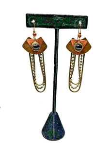 CK50. Marjorie Baer Three Tones Large Multi Strand Hook Dangle Earrings - Picture 1 of 8