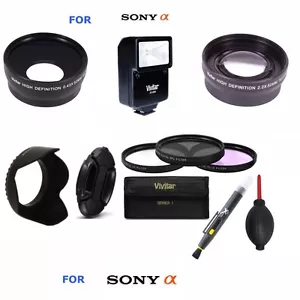 ALL YOU NEED ACCESSORIES KIT FOR SONY ALPHA A5000 A6000 LENSES FILTERS FLASH - Picture 1 of 11