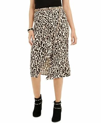 Falda para mujer Thalia Sodi estampado de leopardo con volantes animal neutro tallas M L 2XL Foto 1 de 3