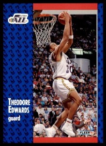 1991-92 FLEER BASKETBALL CARD UTAH JAZZ #199 THEODORE EDWARDS