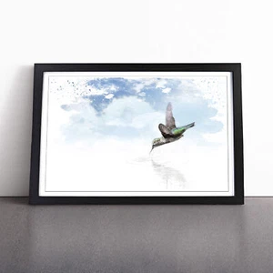 Flying Hummingbird Bird (1) V3 Wall Art Print Framed Canvas Picture Poster Decor - Picture 1 of 4