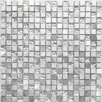 Mosaico Tessere vetro alu traslucido Crystal Resin argento 92-0202_f | 10 foglie - Immagine 1 di 3
