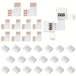 L Shape 4pin Led Connectors 10pack 10mm Wide Right Angle Corner Solderless Adapt - Picture 1 of 7