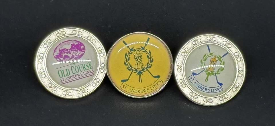 St. Andrews Old Course lote de 3 marcadores de bola de golf vintage Tiger Palmer Foto 1 de 2