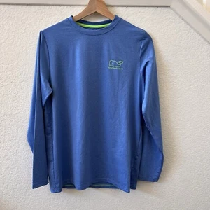 Vineyard Vines Shirt Boys Size Large Blue Performance Stretch Whale Logo - Picture 1 of 7