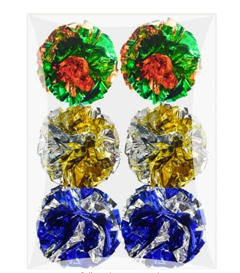 BEPETS Colorful Cat Crinkle Balls 6 Pack Interactive Soft Toy for Kittens Ideal Play