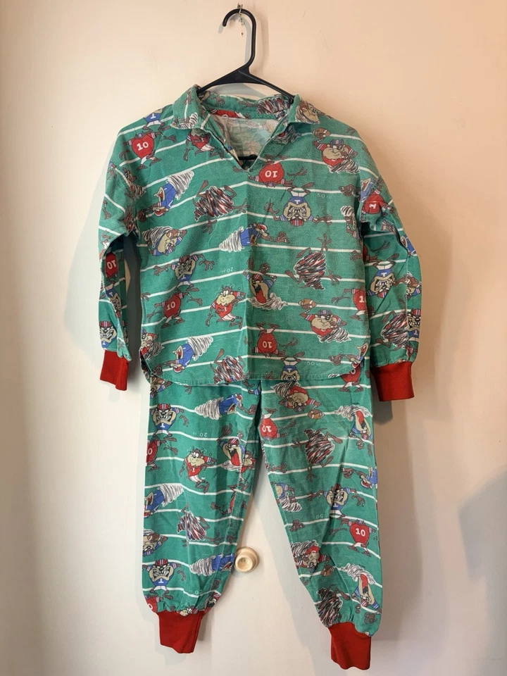 Vintage Homemade Football Taz Disney Pajamas Kids Size 6/8 Tazmanian Devil - Image 1 of 4