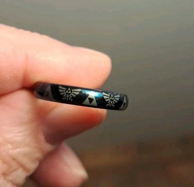 Alianza de boda azul titanio Legend of Zelda para mujer talla 8 hecha a mano Foto 1 de 4