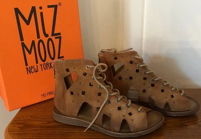 NIB MIZ MOOZ NEW $149.95 Florence Wheat Gladiator Sandals 38 7.5 8 - Image 1 of 4