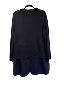 Lafayette 148 Damen Pullover Gr. L dunkelblau mit Shirtschwanz Baumwollmischung - Bild 1 von 11