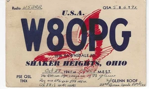 QSL 1940 Shaker Heights Ohio Funkkarte - Bild 1 von 1