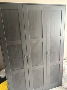 IKEA RAKKESTAD wardrobe 3 doors, Black/Brown 118x176cm - Picture 1 of 7