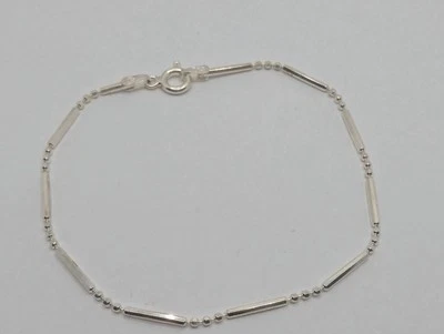 Delicate Milor Sterling Silver 925 Beads & Bar Bracelet - 7" Italy - Image 1 of 4
