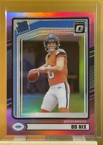 2024 Panini Donruss - Rated Rookie Bo Nix #369 Optic Preview Pink Prizm (RC) - Picture 1 of 1