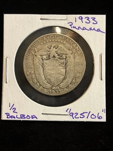 1933 Panama 1/2 Balboa Silber "925106" zirkuliert Medio Balboa - Bild 1 von 24