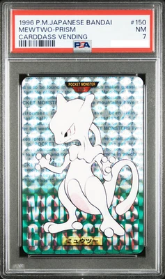 1996 POKEMON JAPANESE BANDAI #150 MEWTWO-PRISM CARDDASS VENDING PSA 7 NM - Image 1 of 4