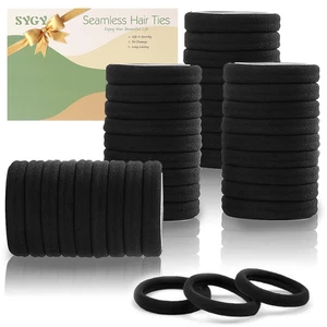 100PCS Black Hair Ties for Women, Seamless Cotton Hair Bands, No Crease No Damag - Picture 1 of 12