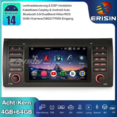 8-Kern DAB+Android 14 Autoradio GPS Navi CarPlay Wifi DTV Canbus für BMW X5 E53 - Bild 1 von 4