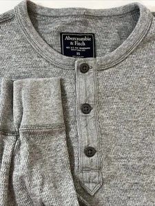 Abercrombie & Fitch Hemd Herren X Small XS Grau Muscle Henley Langarm Thermo - Bild 1 von 6