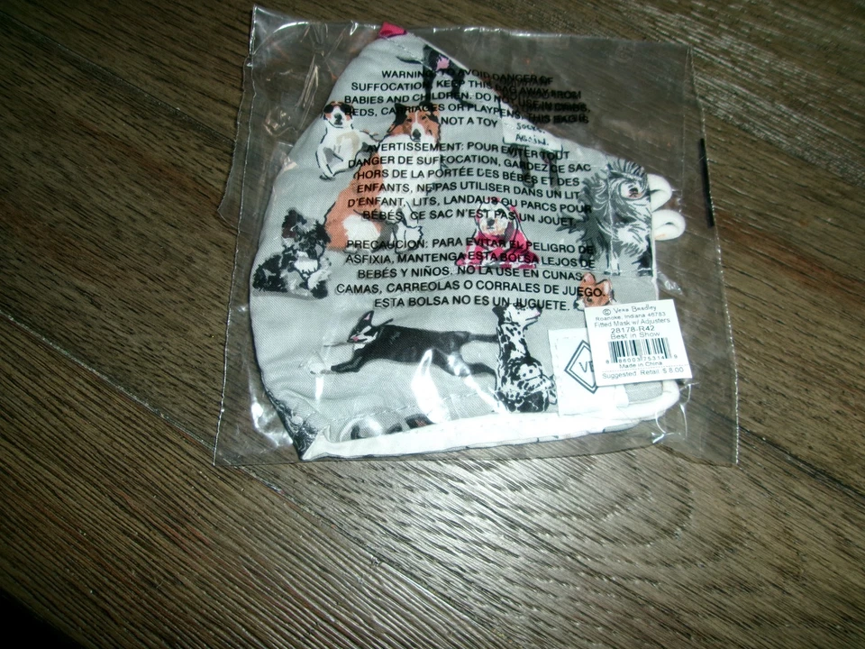 Vera Bradley 100 Cotton Adult Fitted Face Mask Best in Show W/adjusters