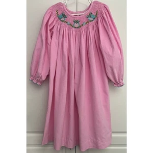 Shrimp & Grits Mädchen rosa Cord Kleid gesmokt bestickt Eulen Größe 5  - Bild 1 von 8