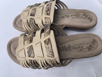 Sandalias tejidas sin cordones Easy Spirit beige tostado para mujer cómodas informales talla 7,5 W Foto 1 de 4