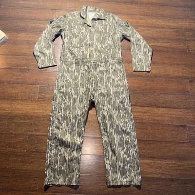 VTG 90s Mossy Oak Leaf Camo Cargo Overalls Mens  Hunting USA     LONG - Image 1 of 4