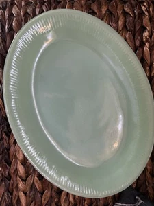 *Vintage Fire King Jadeite Oval Serving Plate Platter Jane Ray 12" x 9”, ribbed - Picture 1 of 5